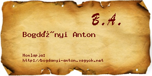Bogdányi Anton névjegykártya
